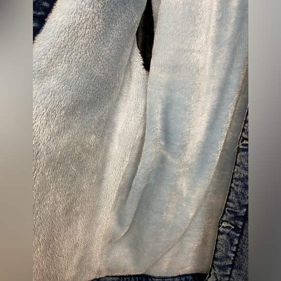 Vintage Superdry Men’s Size Large Distressed Jean Jacket Lined Sherpa Body Coat - Picture 7 of 12